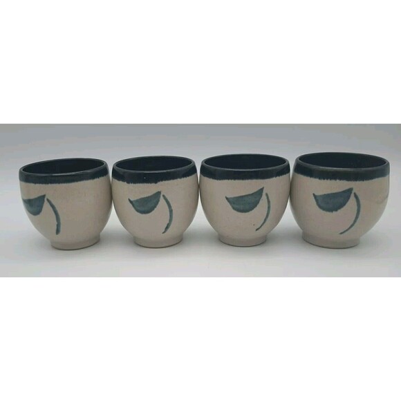 Tony Ledtje Hand Thrown Cups Set Of 4 Cup Of Cheer Tea Saki Muscadine Iowa - Picture 1 of 5